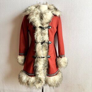 1970s Hippie Boho Wool & Faux Fur Coat